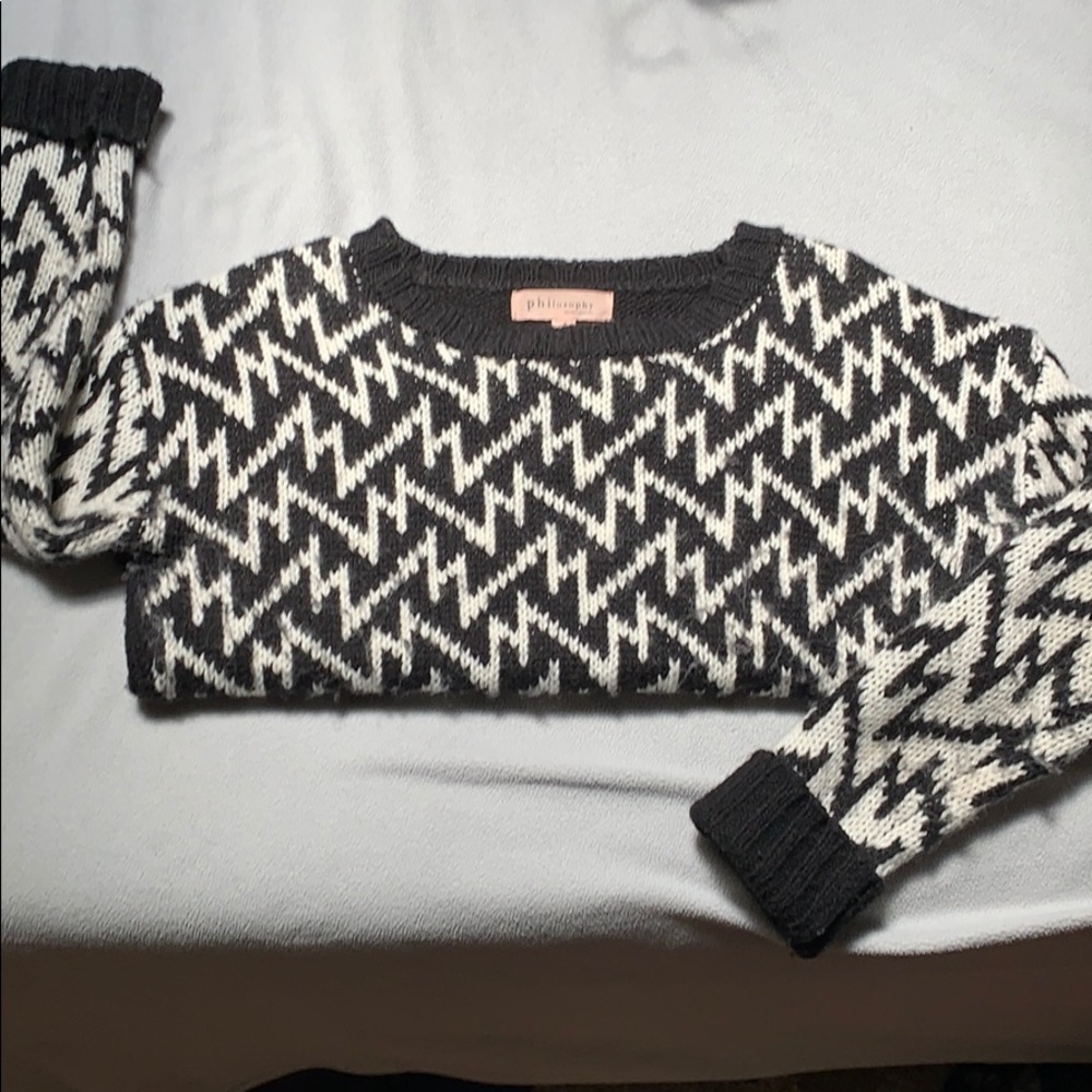 Black and white crop Philosophy sweater size small